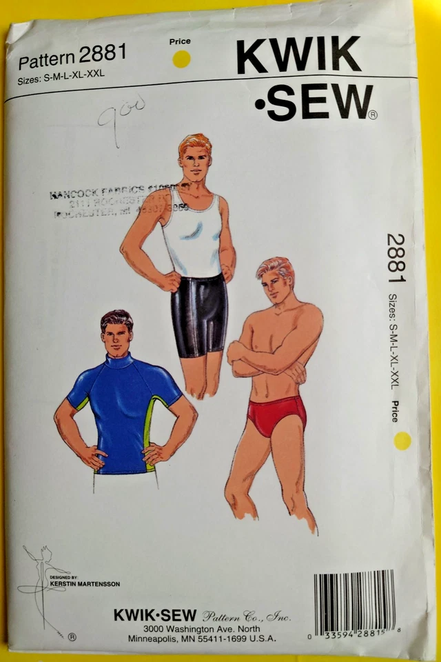 Kwik Sew Pattern 2881 Men's Performance Swim Shirt Shorts & Trunks Costume S-XXL - Image 3 of 4