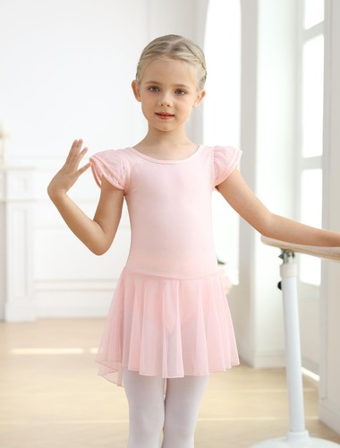 Dance Ballet Leotard for Toddler Girls Ballerina Dresses Outfit Back Bow Flut - Picture 2 of 7
