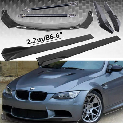 For BMW E90 E92 E93 Carbon Fiber Front Bumper Lip Splitters Side Skirt Strut