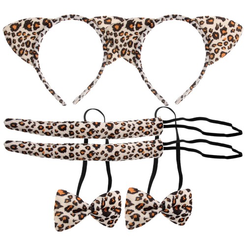 6 Pcs Cartoon Headband Headdress Leopard Tail Cheetah Makeup Cat Ears Hairband - Picture 5 of 12