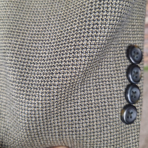Geoffrey Beene Sport Coat Blazer Mens 46R Beige Check 3 Button Ventless - Picture 3 of 9