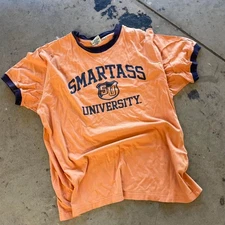 Vintage Steve & Barry's "Smart Ass University" Graphic Ringer Tee - Y2K Humor
