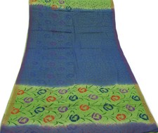 Sushila Vintage Green Saree 100 Pure Georgette Silk Printed Floral Craft Fabric