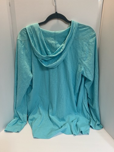 J Jill Womens Large Top Hooded Sweatshirt Lightweight Tunic Length Sz M Blue - Picture 2 of 3