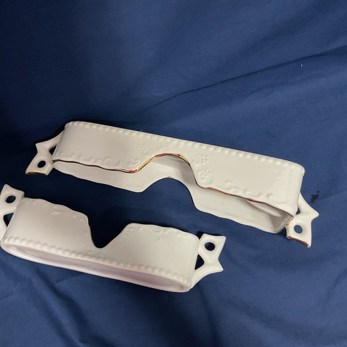 Vintage weiß mit Goldrand Buffet Utensilien Halter 12” und 9,5” Top Zustand - Bild 7 von 8