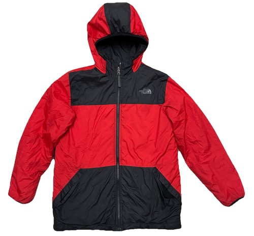 The North Face Reversible Jacket Boys L 14-16 Red Black Nylon/Fleece Insulated
