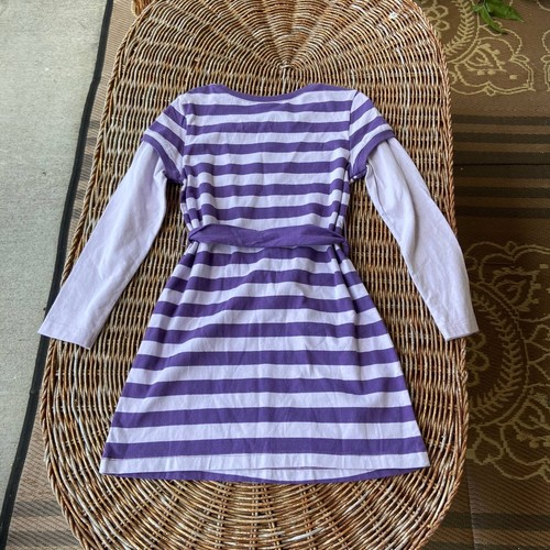 Crazy 8 Girls Dress Size Small 5 6 Purple Striped Tres Chic Knit Ties Belt NEW - Picture 3 of 7