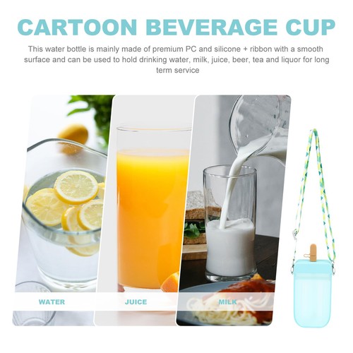 Cute Water Bottle, 300ML Creative Ice Cream Popsicle Cups with Adjustable Sho... - Picture 5 of 9