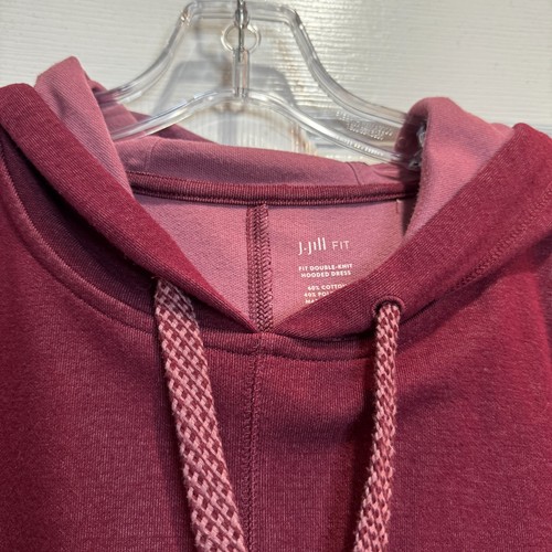 J Jill Fit Double Knit Hooded Dress Mulberry Wine Athleisure Pullover XL Petite - Bild 5 von 20