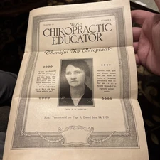 Antique 1926 The Chiropractic Educator Chiropractor Propaganda / Headaches