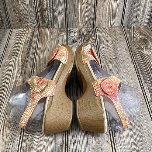 Dansko Leather Sandals Adjustable Floral Snakeskin Wedge Heels Clogs 40-9.5/10 - Picture 9 of 13