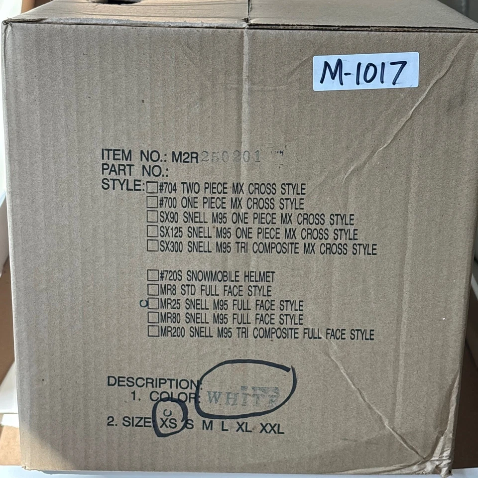 Casco de motocicleta cara completa vintage Barn Find-1990-M2R-talla XS-blanco Foto 2 de 4