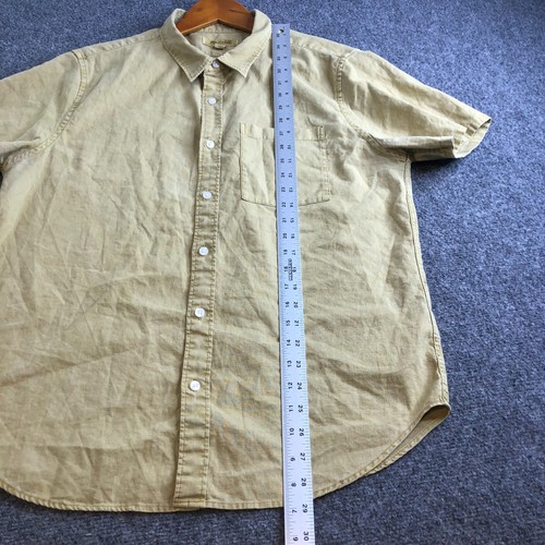 Madwell Shirt Mens Large Oatmeal Brown Linen Blend Short Sleeve Button - Picture 4 of 8