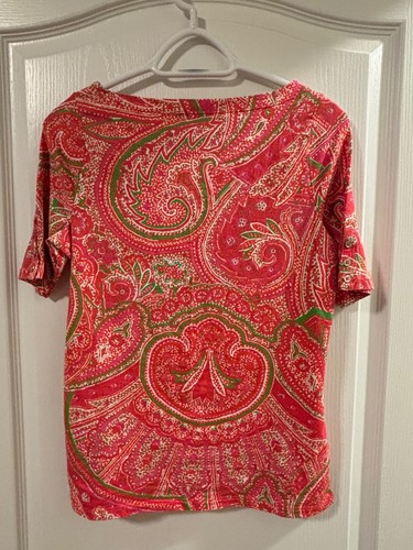 Lauren Ralph Lauren Women's Stretch Short Sleeve Top Sz S - Picture 2 of 6