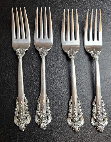 Wallace Grande Baroque Sterling Silver 4 Salad Forks 6 5/8" [Price Decrease]