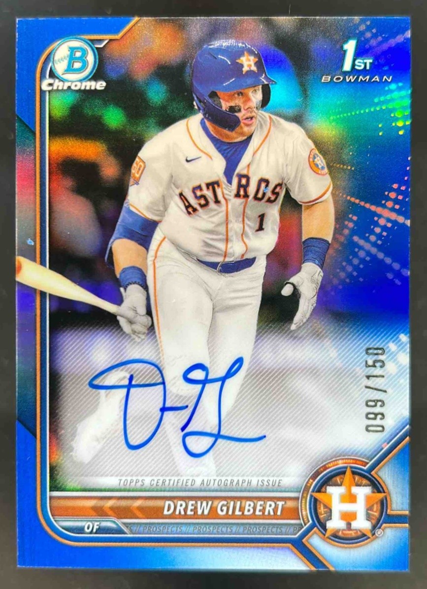 2022 Bowman Draft Drew Gilbert Chrome Auto Blue Refractor 1st Prospect #99/150