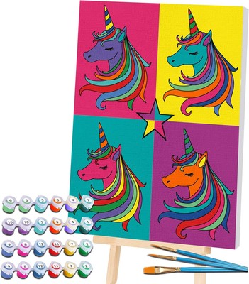 ''SPLAT PLANET Einhorn Malen nach Zahlen gerahmt, fluoreszierende Neonfarbe,