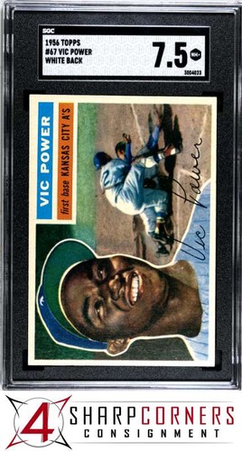 1956 TOPPS #67 VIC POWER ATHLETICS WHITE BACK POP 2 SGC 7.5 - Picture 1 of 4