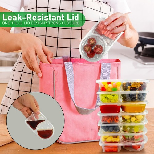 50 Sets Reusable snack containers with lids, Disposable Double Compartment Pl... - Bild 4 von 9