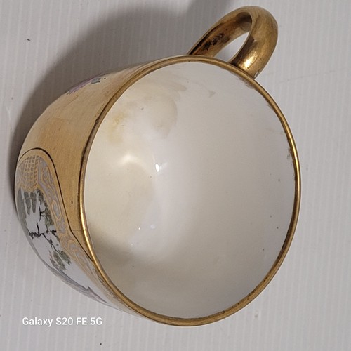 Tasse Sous Tasse Saxe Meissen Peint Or Dorure 19ème Ancienne - Imagen 19 de 24