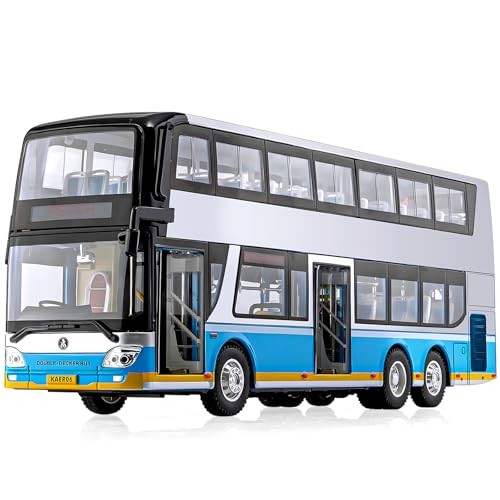 1/42 Diecast Bus Spielzeugautos, Metall Doppeldecker Stadtbus Fahrzeuge mit Silber - Bild 2 von 8