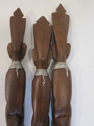 Vintage African Hand Carved Wood Fork Spoon Knife - Picture 5 of 9