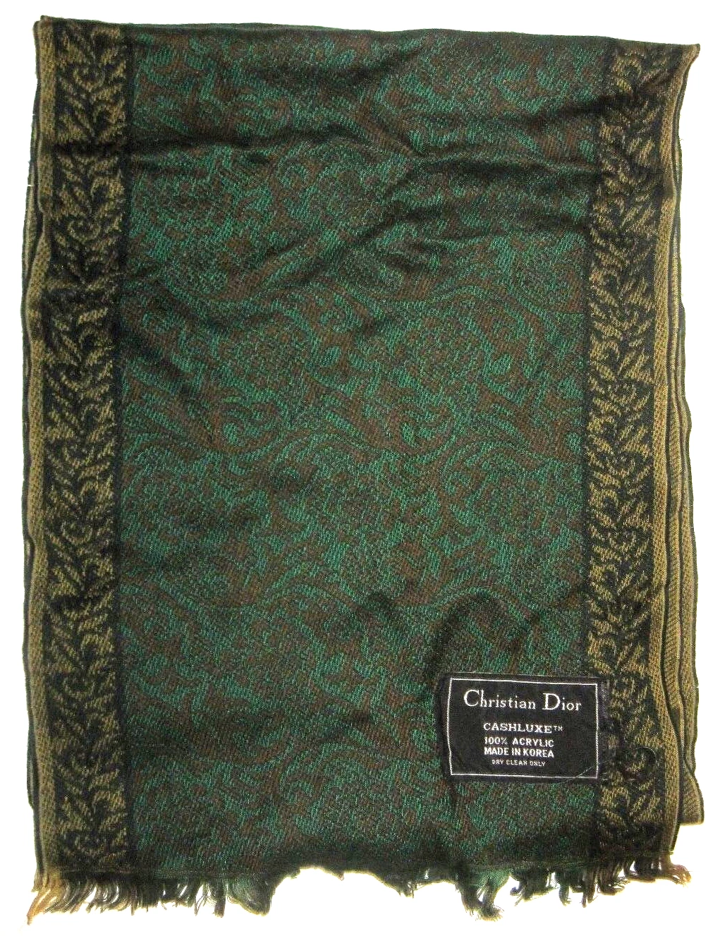 Écharpe Christian Dior vert or noir marron rectangle 