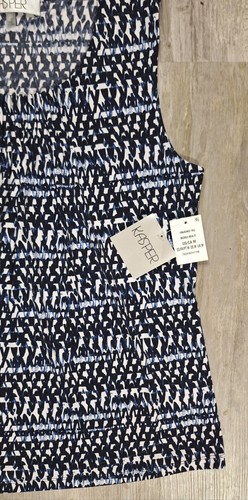 Kasper Women's Medium Sleeveless Blouse Blue & White Top With Tags - Picture 6 of 9