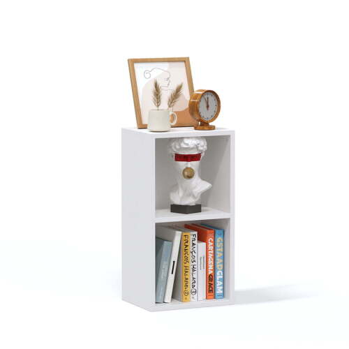 Tall Narrow Bookshelf, 2-Tier Cube Display Rack, Modern Corner Bookshelf - Picture 3 of 3