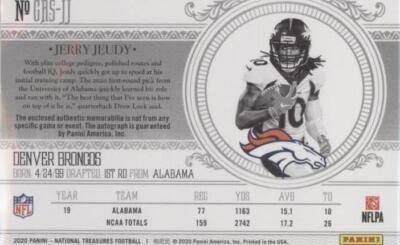 NFL 2020 Optic ジェリージュディ ルーキー直書きオート 199シリ NFL 2020 Optic ジェリージュディ ルーキー直書きオート 199シリ