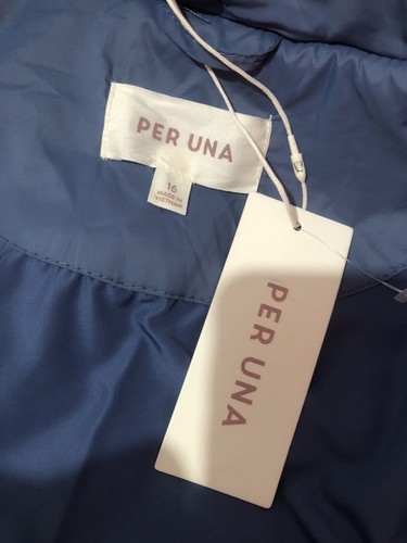 Marks and Spencer gesteppter wattierter Longline gefütterter Mantel UK 16 blau 79 £ - Bild 14 von 16
