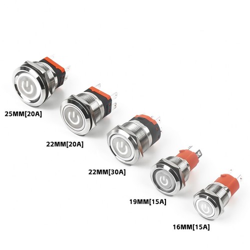 16/19/22/25mm LED Druckschalter Drucktaster Tastend Rastend Ein/Aus Wasserdicht - Picture 15 of 20