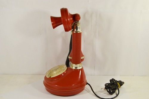 Soviet Rotary phone red Russian Retro telephone USSR 1987y - Picture 10 of 12