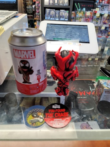 Funko Vinilo Soda Marvel Carnage Unmasked CHASE/3.300 con Disco/Lata EE Exclusivo - Imagen 2 de 2