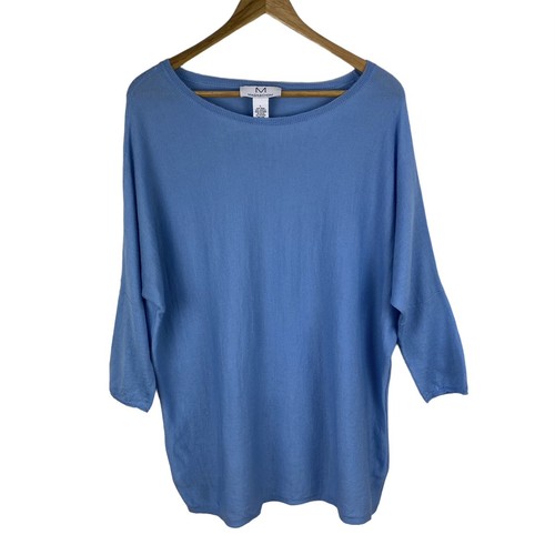 Magaschoni Wool Blend Knit Sweater Women’s Size L Pullover Blue Tunic - Picture 1 of 7