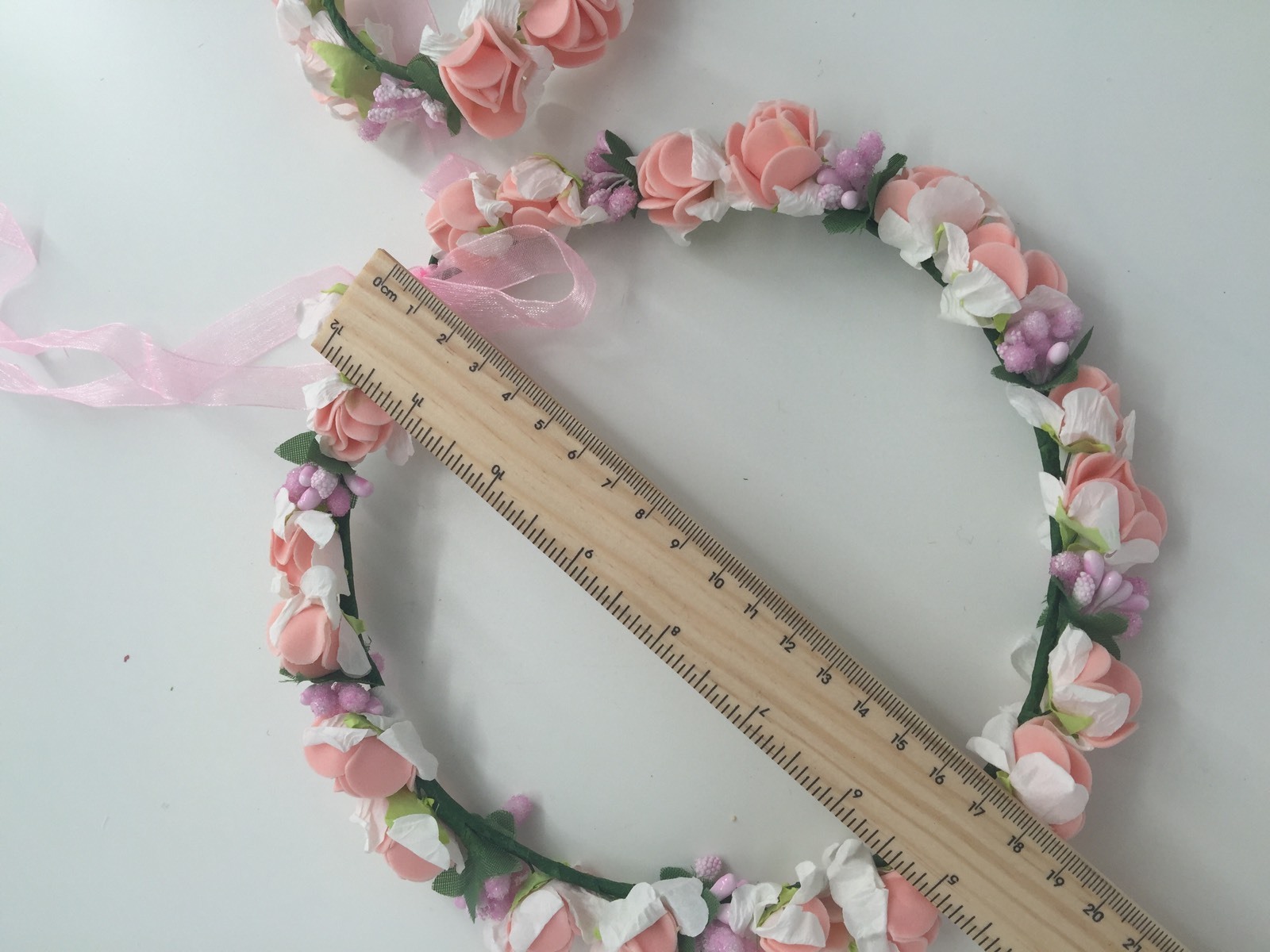 Women Pink flower Girl Fairy Wedding Bride Hair Headband Crown Garland bracelet - Picture 7 of 12