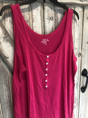 Old Navy Cotton Pink Fuscia Scoop Tank XL Slvls Button Front Top Athletic Wear - Picture 4 of 12