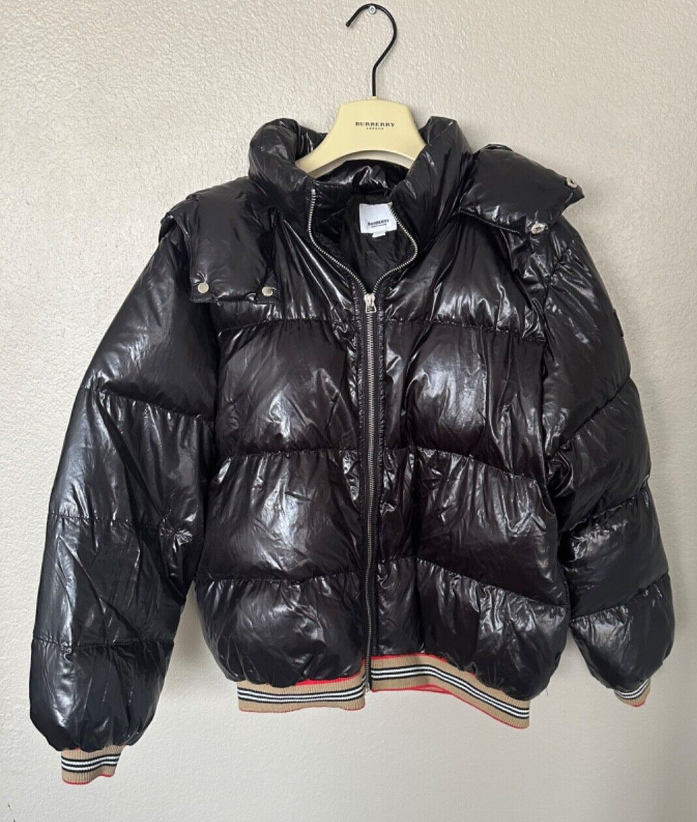 595.00$ BURBERRY Boys Josiah Icon Hooded Puffer Coat Jacket 10 12