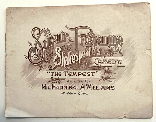 Shakespeare's "The Tempest" Vintage 1890 Souvenir Programme w/ Hannibal Williams