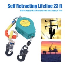 23ft Self Retracting Lifeline Lanyard 330lbs Fall Arrester Tool with Hook & Rope