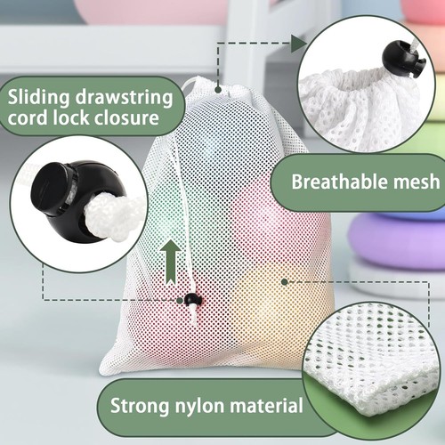 3x Extra Large Drawstring Laundry Bag Solid Mesh Material Mesh Laundry Bag White - Picture 15 of 17