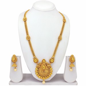 South-Indian-Traditional-Long-Gold-plated-Necklace-Earrings-Temple-Jewelry-set