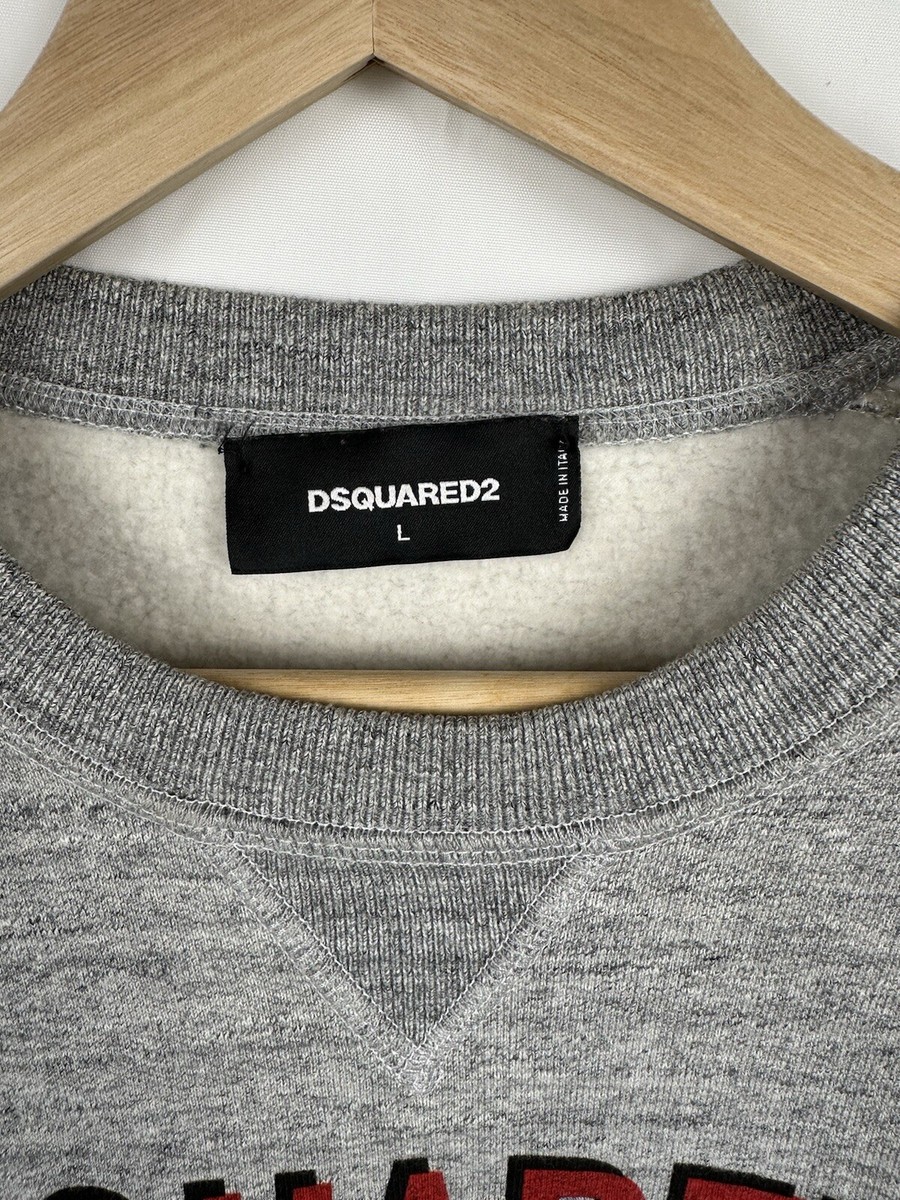 【送料&関税込】Dsquared2 Branded Sweatshirt Men's Dsquared2 Sweatshirt Crewneck Grey Doberman The Year