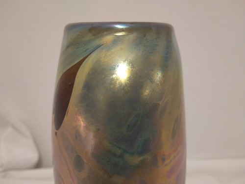 Craig Zweifel Studio Art Glass Hearts and Vines Iridescent 7.25" Vase 1975 USED - Picture 13 of 20