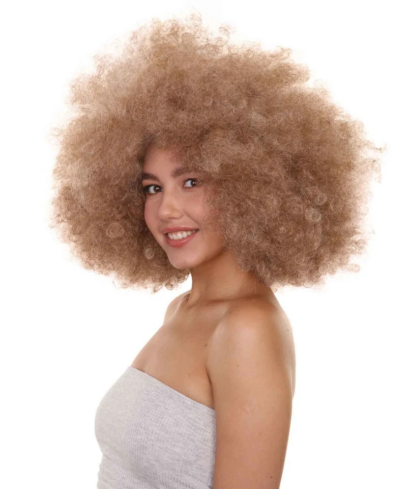 Adult Women's 19" Inch Long Curly Halloween Party Afro Drag Queen Costume Wig - Image 2 of 4