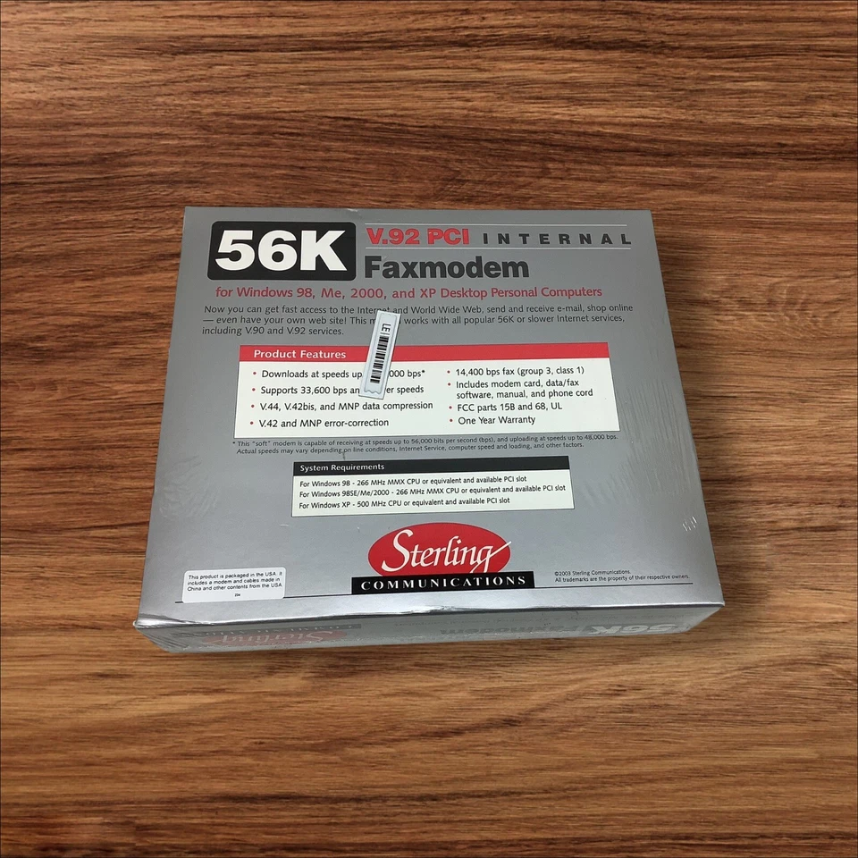 56K MODEM Internal Faxmodem V.92 PCI Sterling Communications Model S20 - Image 2 of 3