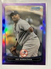 2012 Bowman Chrome Purple Refractor /199 CC Sabathia #26