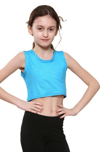 Girls Crop Top Vest Sleeveless Dance Camo Neon Belly Shirt kids Tee 5-14 Years - Picture 4 of 87