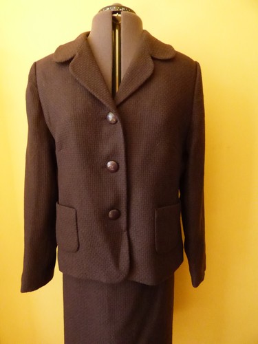 M&S Purple Wool Lined Tailored Jacket & Straight Skirt Suit Size 14/16 VGC - Picture 7 of 24