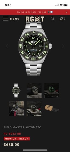 RGMT Field Master Herren Automatikuhr Mitternacht schwarz RG-8032 BB NEU! - Bild 12 von 13